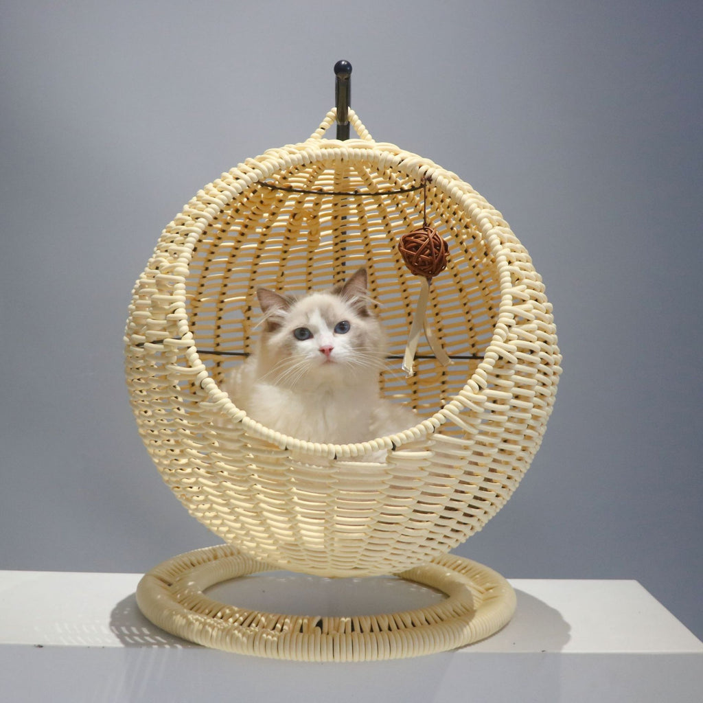 Hamac tissé pour chat – Panier suspendu en jonc de mer pour animaux (🔥Tapis gratuit)