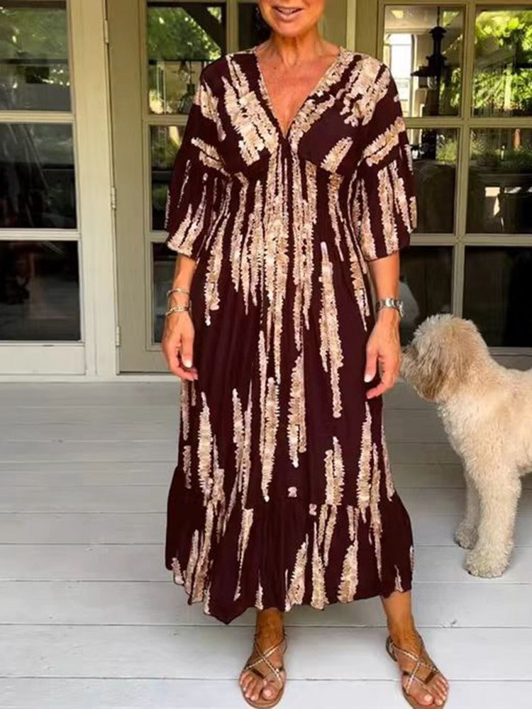 Robe à imprimé tie-dye et col en V 