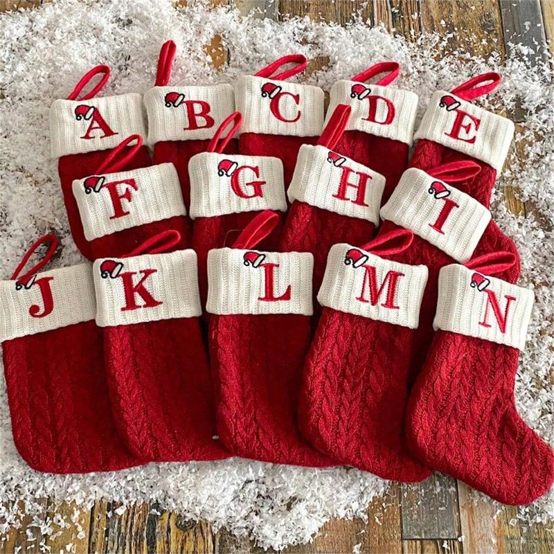 🧦Personalized letter knitted Christmas stocking fireplace ornament