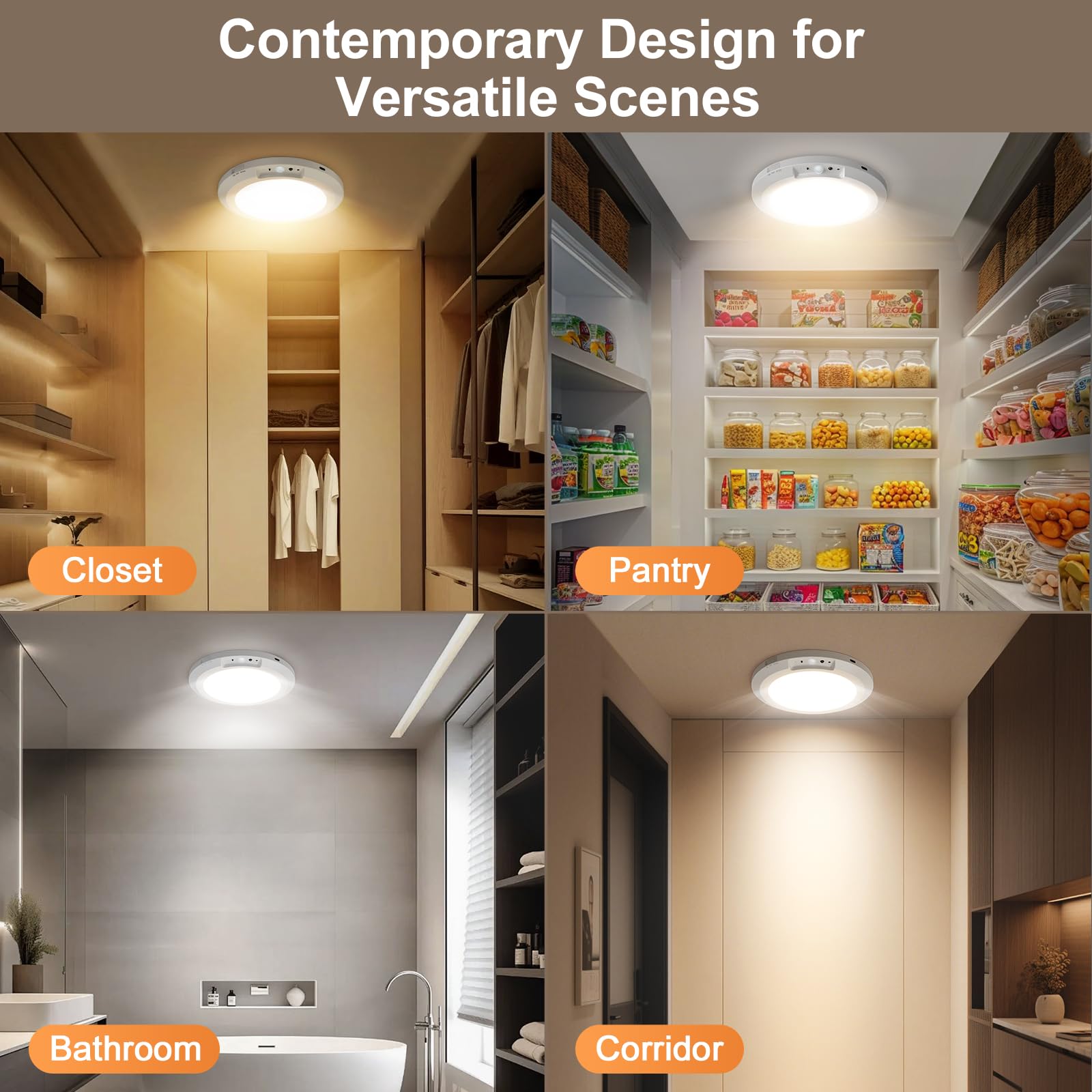 ✨2026 Upgraded Wireless Rechargeable Motion Sensor Ceiling Light with Remote