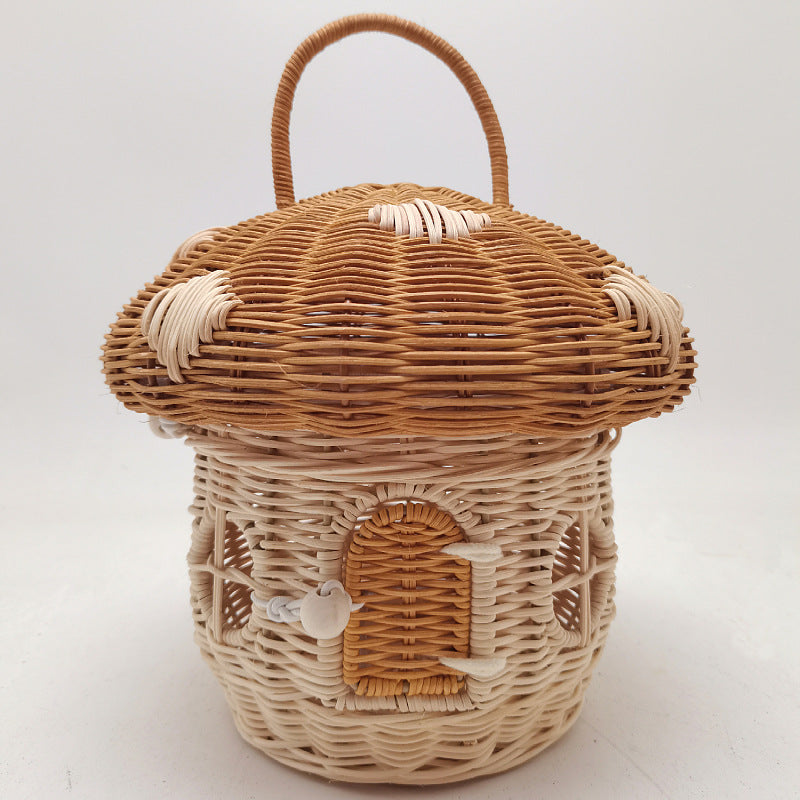 Paniers de rangement en rotin faits à la main, en forme de champignons et de glands