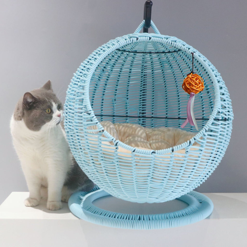 Hamac tissé pour chat – Panier suspendu en jonc de mer pour animaux (🔥Tapis gratuit)