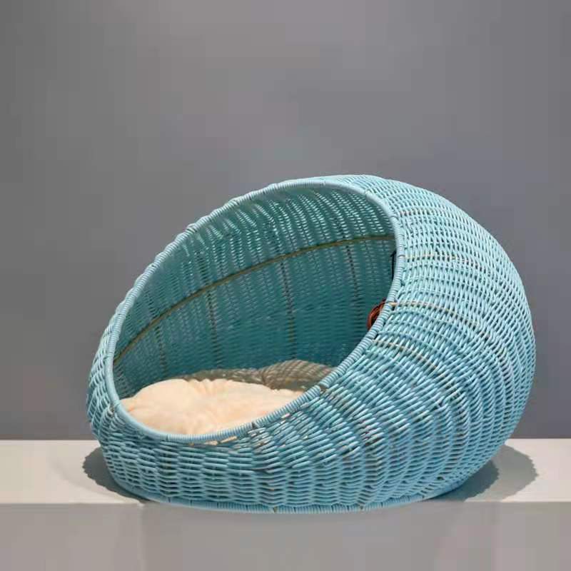 Handwoven Cat Bed – Washable Rattan Pet Hammock Nest