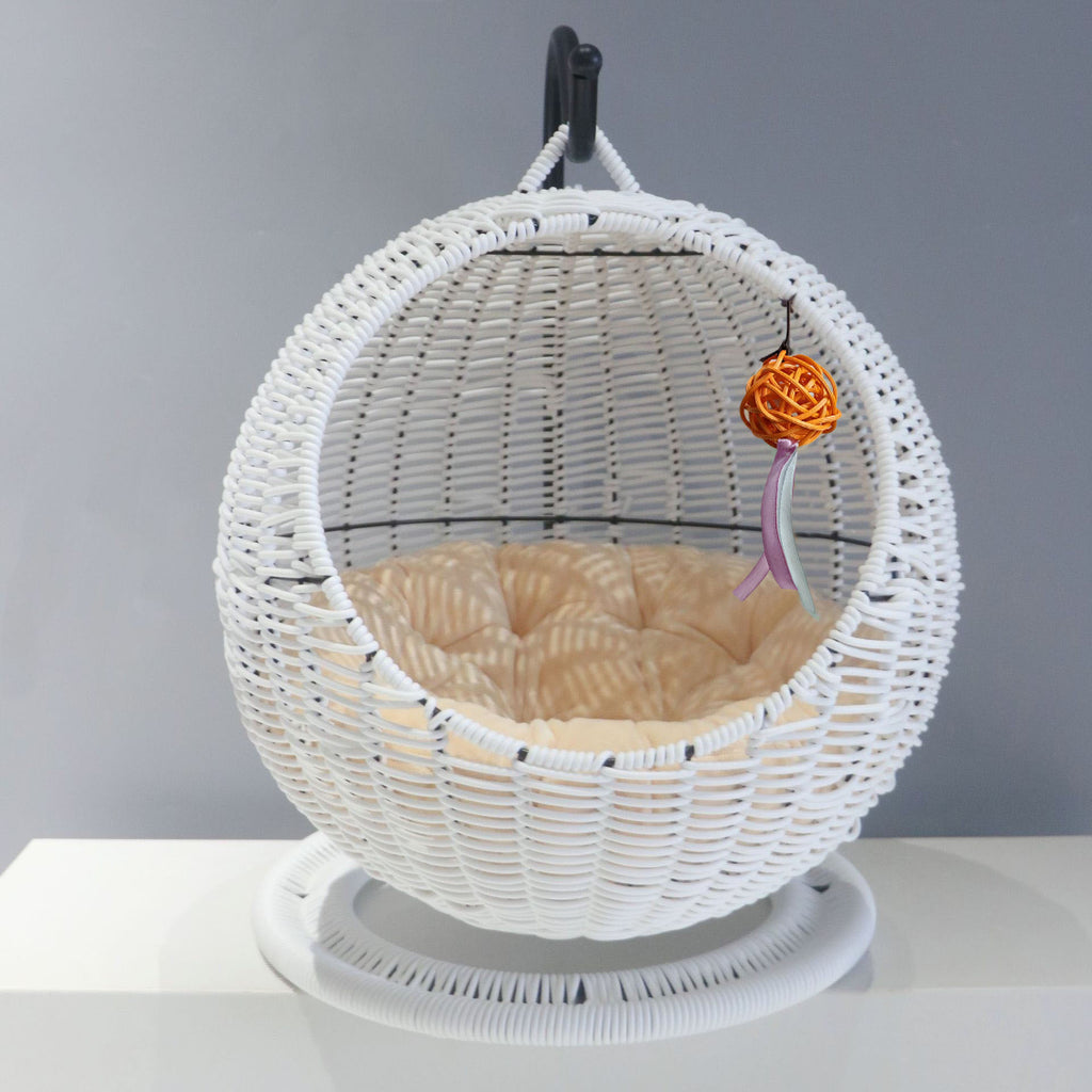 Hamac tissé pour chat – Panier suspendu en jonc de mer pour animaux (🔥Tapis gratuit)