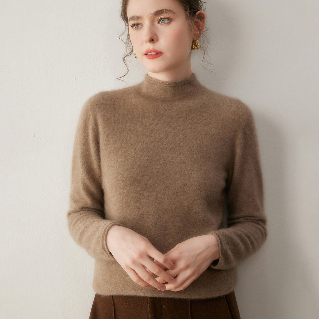 Premium Cashmere Sweater for Women – Knit, Half Turtleneck, Warm & Soft