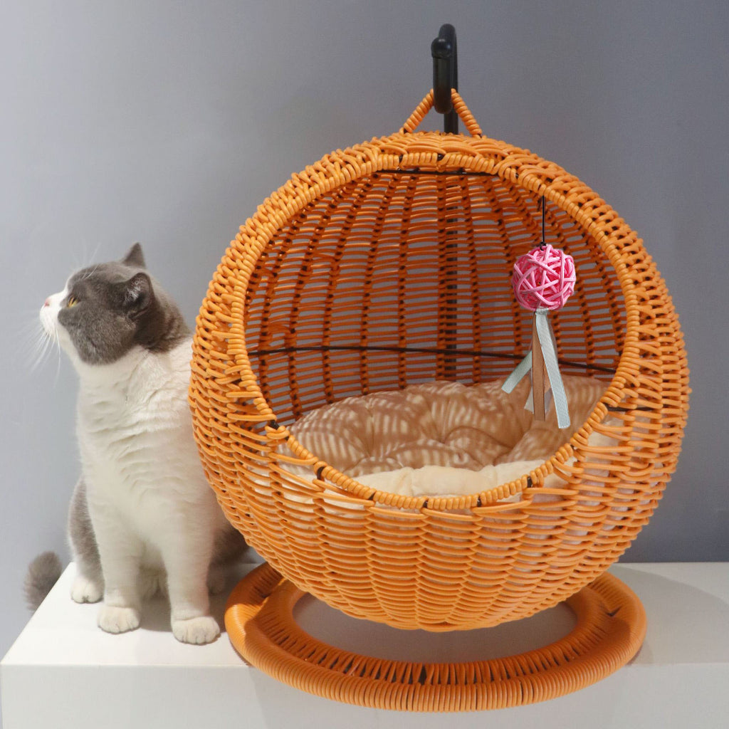 Hamac tissé pour chat – Panier suspendu en jonc de mer pour animaux (🔥Tapis gratuit)