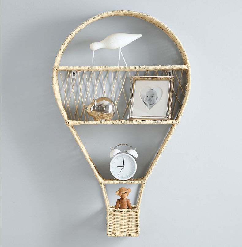 Nordic Style Woven Hot Air Balloon Wall Shelf