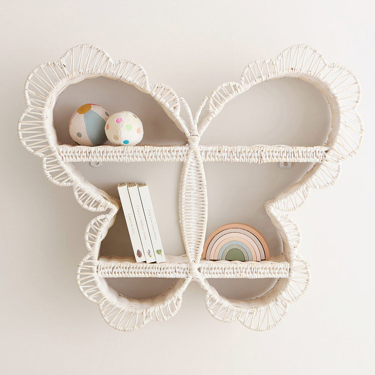 Butterfly Rattan Wall Shelf – Cute Woven Display Rack