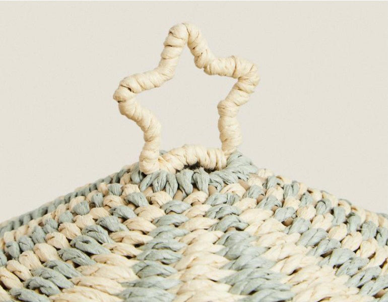 Panier de rangement tissé nordique avec couvercle – Fait main et écologique