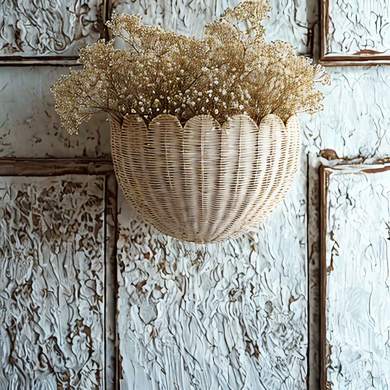 Handmade Rattan Wall Basket – Rustic Hanging Storage Decor
