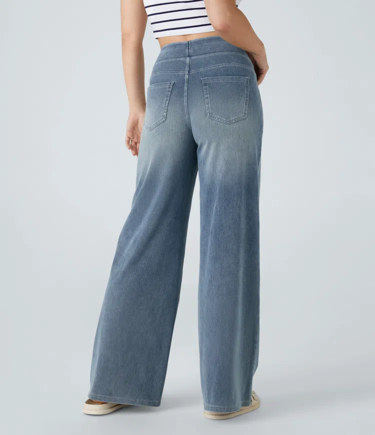 Jean large taille haute super extensible 
