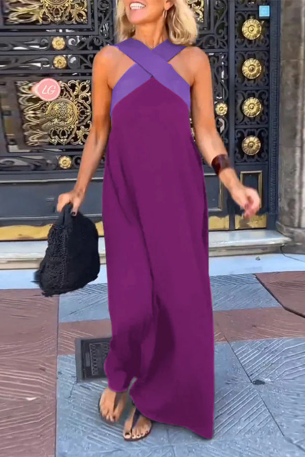 Robe sans manches à dos croisé pour femme 