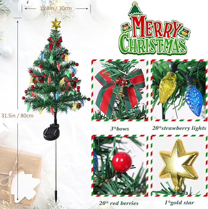 🎄 Solar Christmas Tree Light – Add Holiday Magic to Your Outdoors