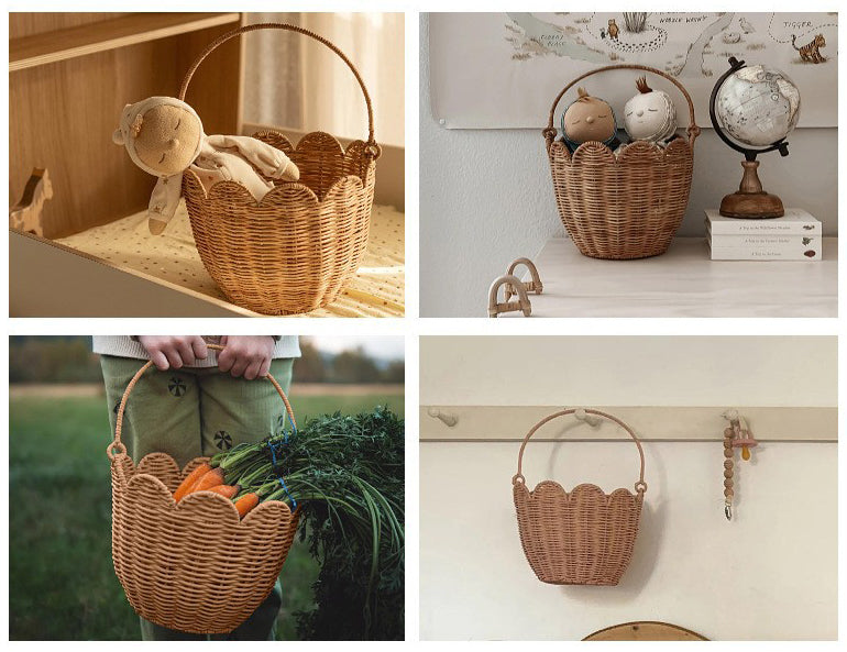 Nordic Woven Tulip Basket – Handwoven Picnic & Toy Bin