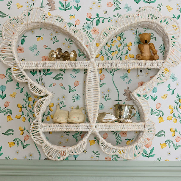 Butterfly Rattan Wall Shelf – Cute Woven Display Rack