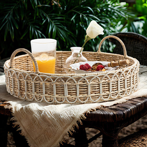 Hand-woven rattan storage basket - practical desktop storage box