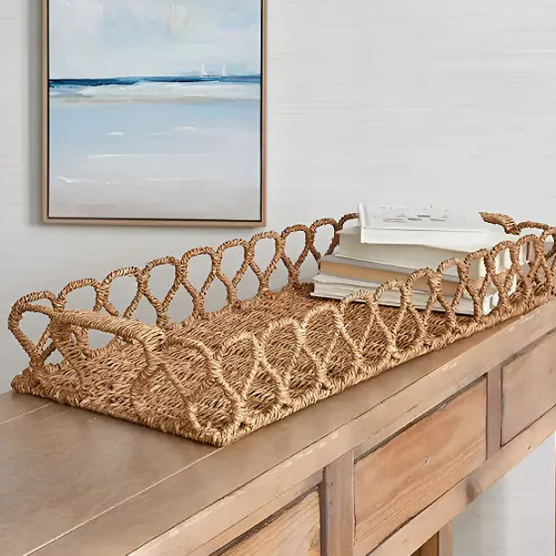 Seagrass Woven Storage Basket – Handmade Desktop Organizer for Home