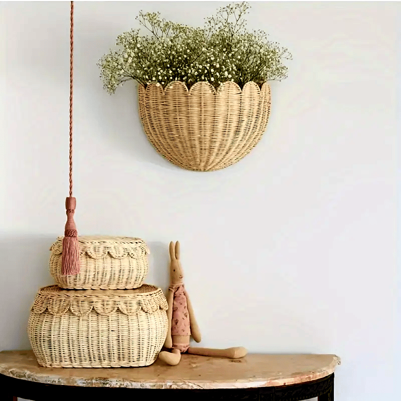 🔥Panier mural chic en rotin tissé à la main 