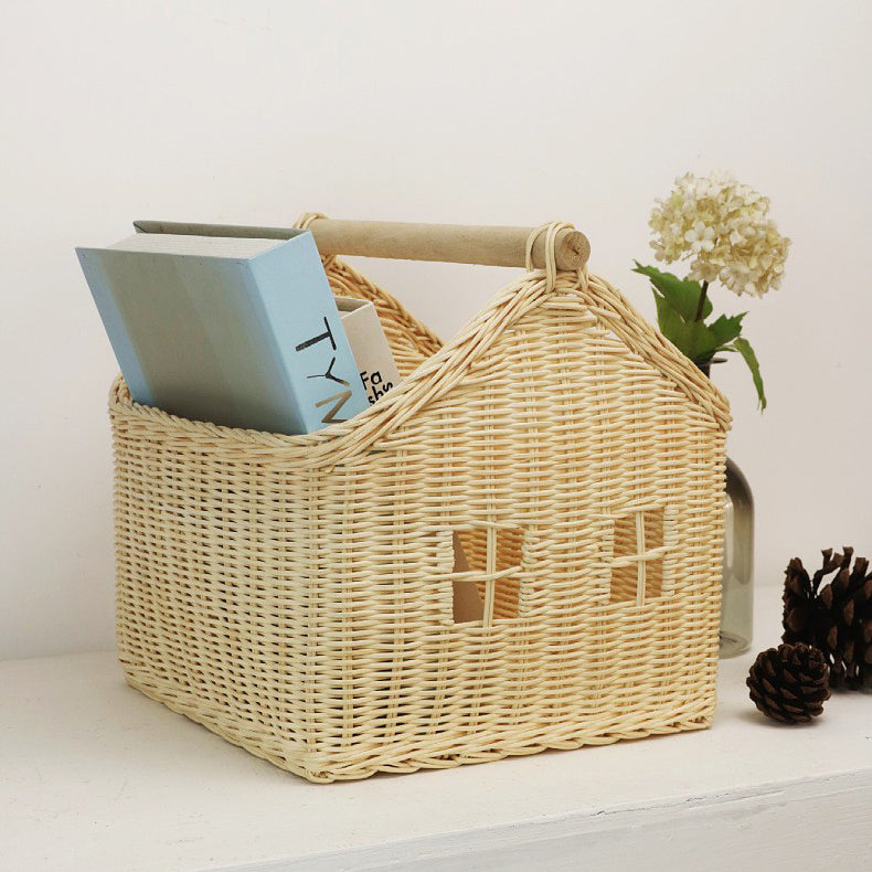 Nordic Rattan Storage Basket – Handwoven Toy Organizer