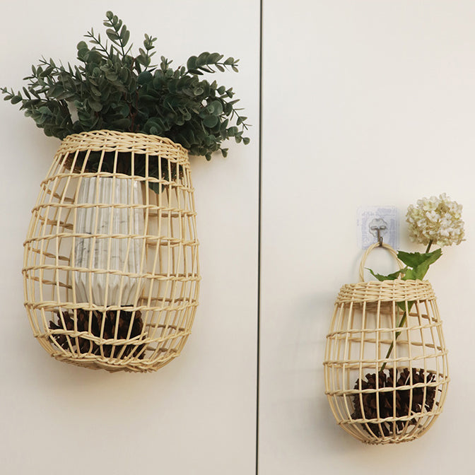 INS Woven Rattan Wall Basket – Hanging Storage for Kitchen