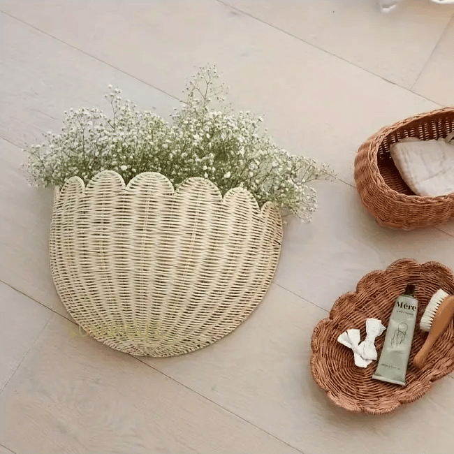 🔥Panier mural chic en rotin tissé à la main 
