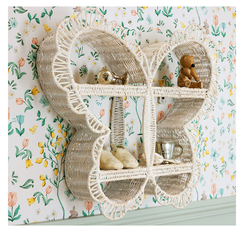 Butterfly Rattan Wall Shelf – Cute Woven Display Rack