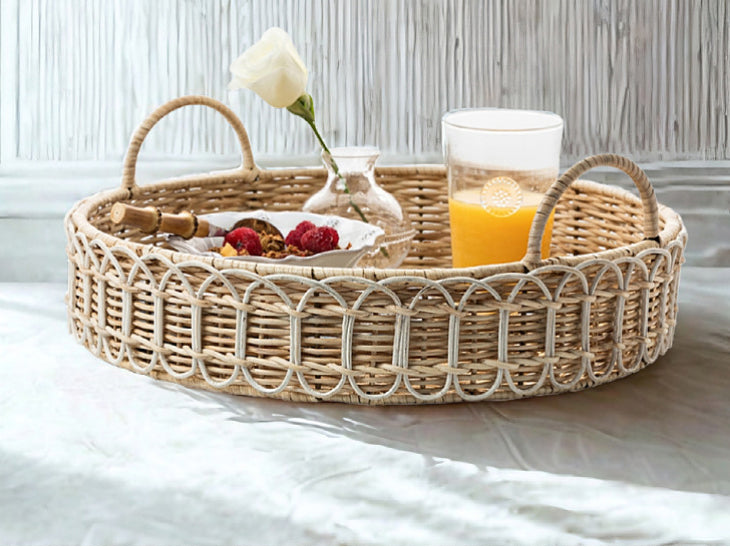 Hand-woven rattan storage basket - practical desktop storage box