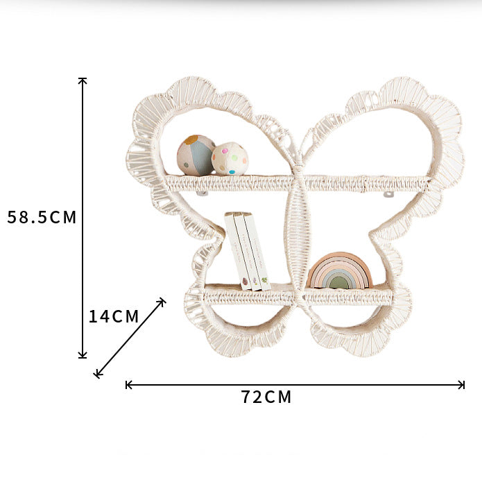 Butterfly Rattan Wall Shelf – Cute Woven Display Rack