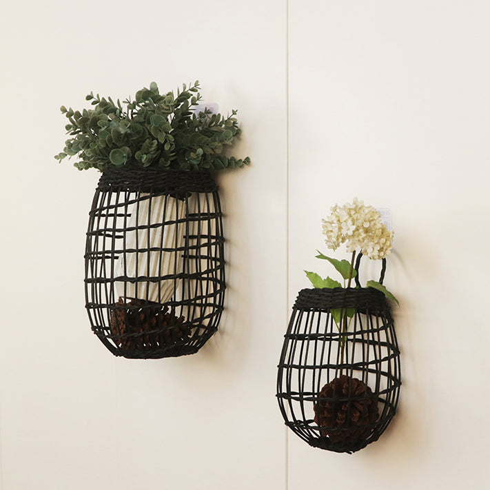 INS Woven Rattan Wall Basket – Hanging Storage for Kitchen
