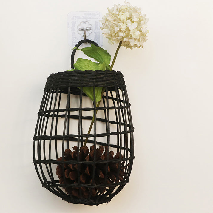 INS Woven Rattan Wall Basket – Hanging Storage for Kitchen