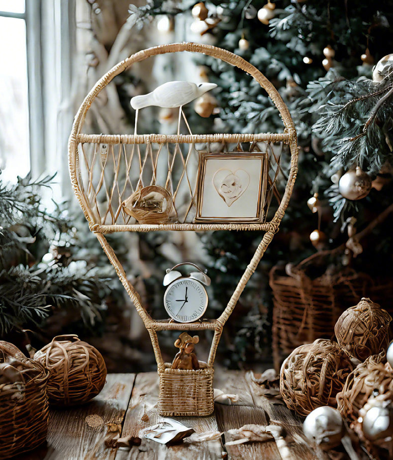 Nordic Style Woven Hot Air Balloon Wall Shelf