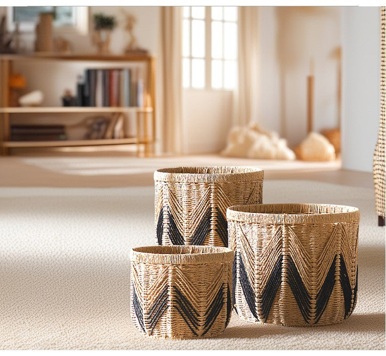 Handmade Paper Woven Storage Basket – Nordic Style Bin