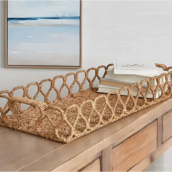 Seagrass Woven Storage Basket – Handmade Desktop Organizer for Home