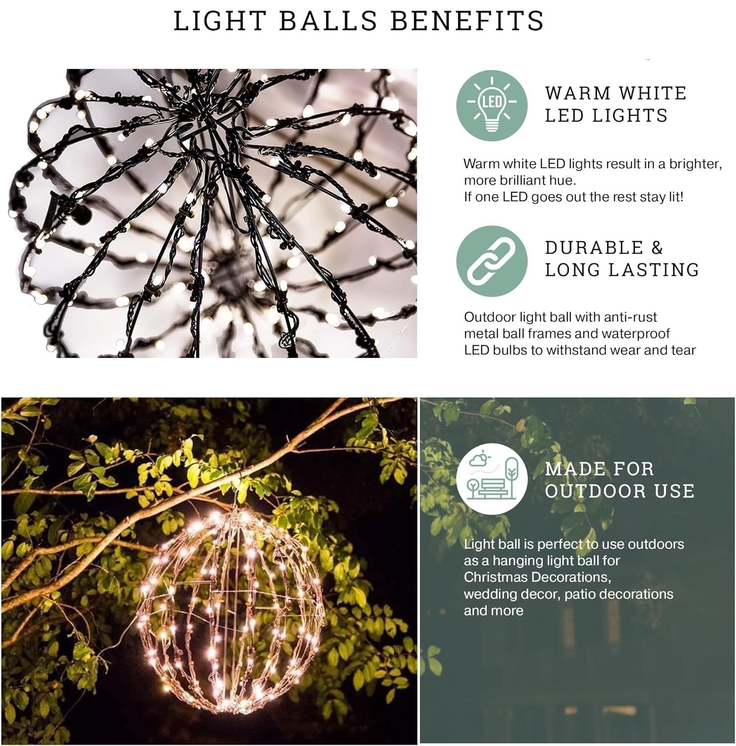 🔥Boule lumineuse durable, imperméable, longue durée, légère et brillante 