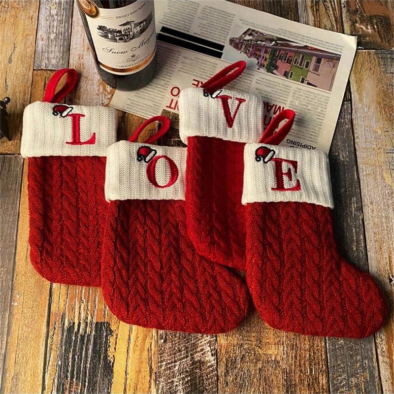 🧦Personalized letter knitted Christmas stocking fireplace ornament