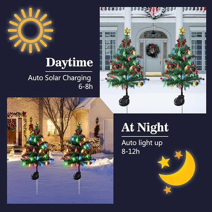 🎄 Solar Christmas Tree Light – Add Holiday Magic to Your Outdoors