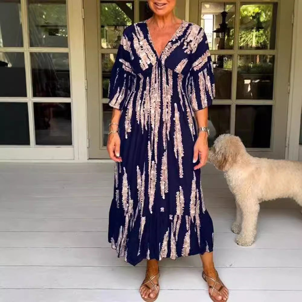 Robe à imprimé tie-dye et col en V 