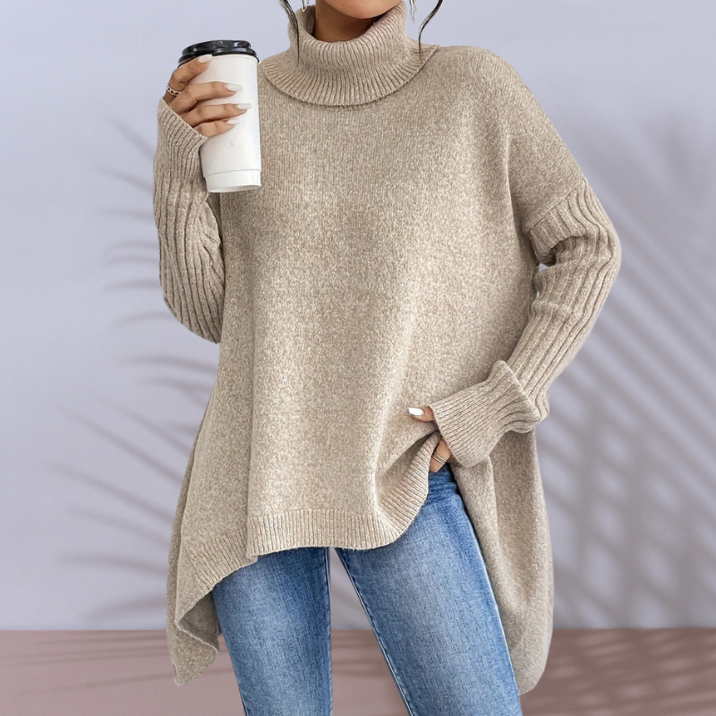HIGH-NECK RELAXED KNITTED PULLOVER