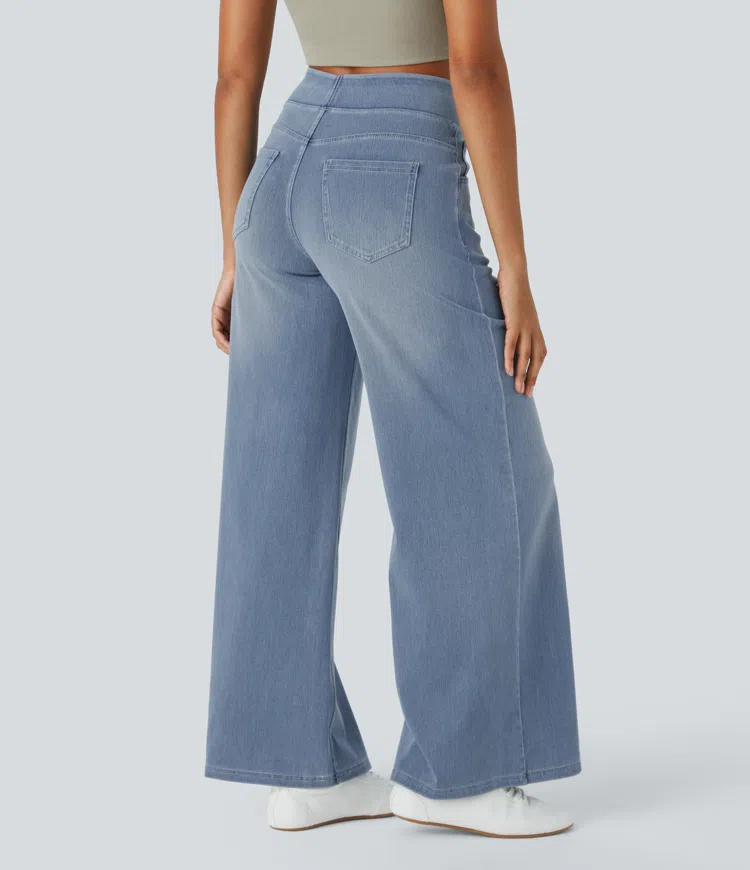Jean large taille haute super extensible 