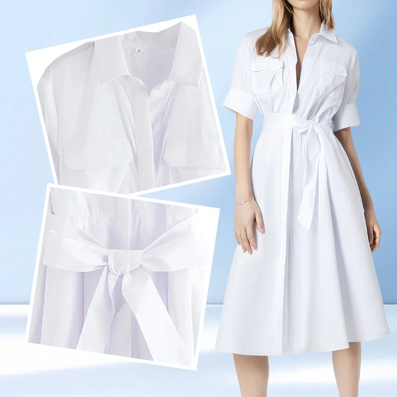 Robe chemise élégante avec ceinture nouée sur le devant 