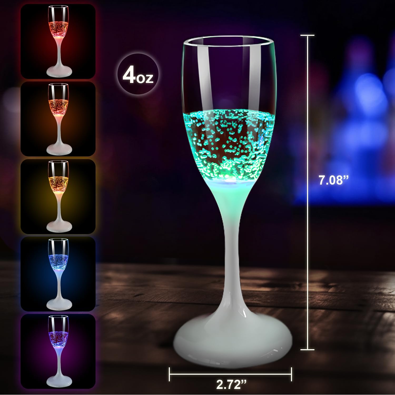 Verres à vin et à champagne lumineux à LED 