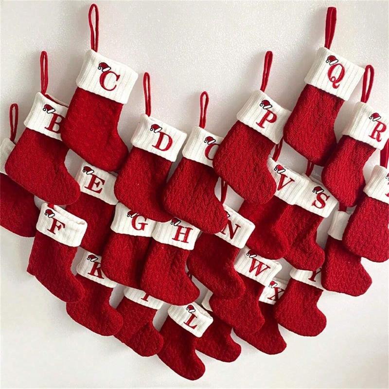 🧦Personalized letter knitted Christmas stocking fireplace ornament