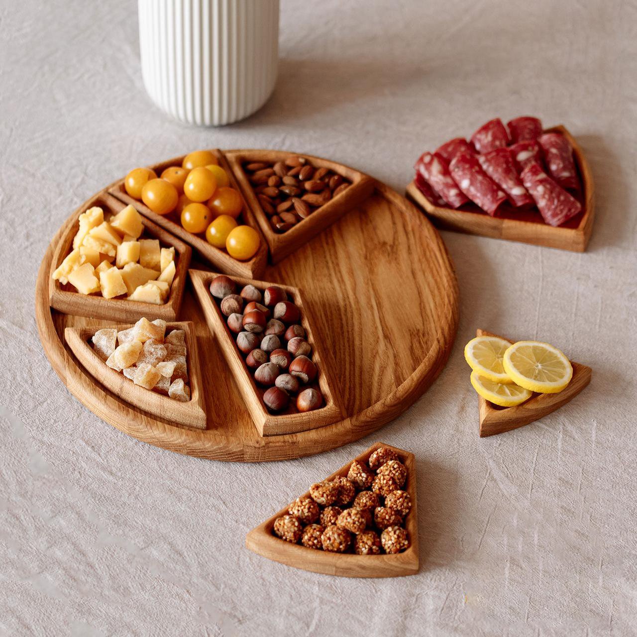 Plateau de service Puzzle - Bois de chêne avec compartiments amovibles 