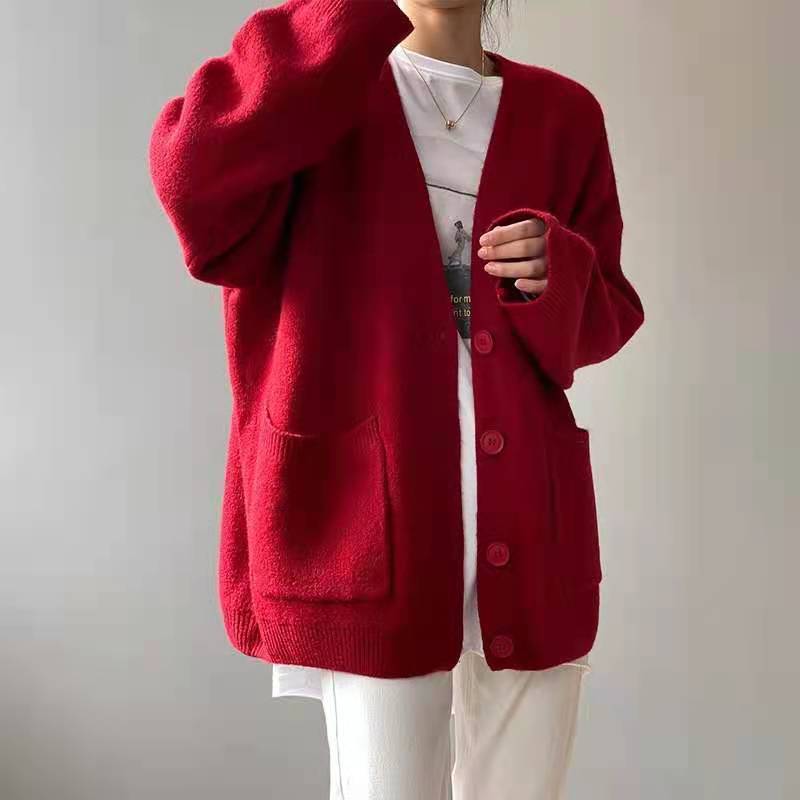 Slouchy Knitted Cardigan With Pockets
