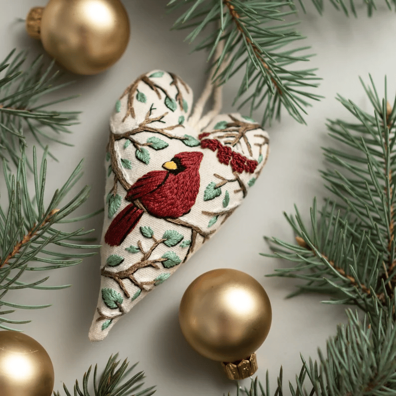 💖Kit de décoration/décoration de Noël brodée à la main en forme de cœur à faire soi-même 