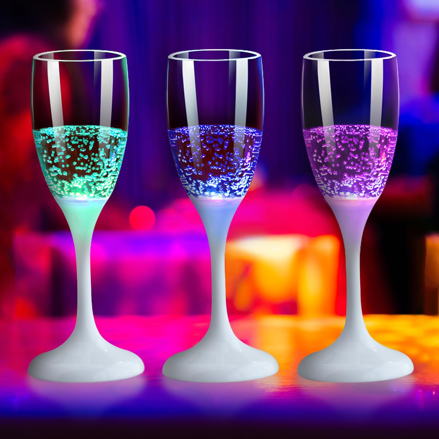 Verres à vin et à champagne lumineux à LED 