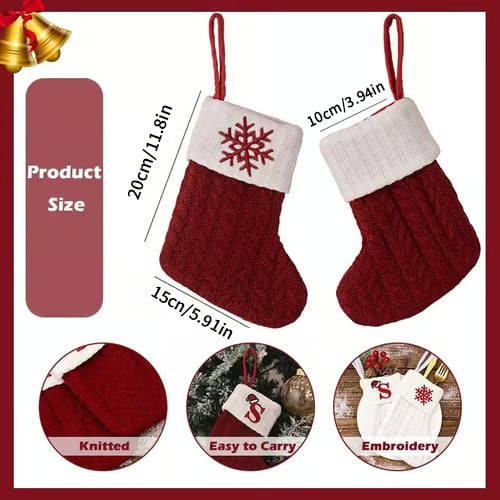 🧦Personalized letter knitted Christmas stocking fireplace ornament