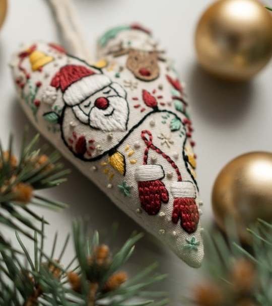 💖Kit de décoration/décoration de Noël brodée à la main en forme de cœur à faire soi-même 