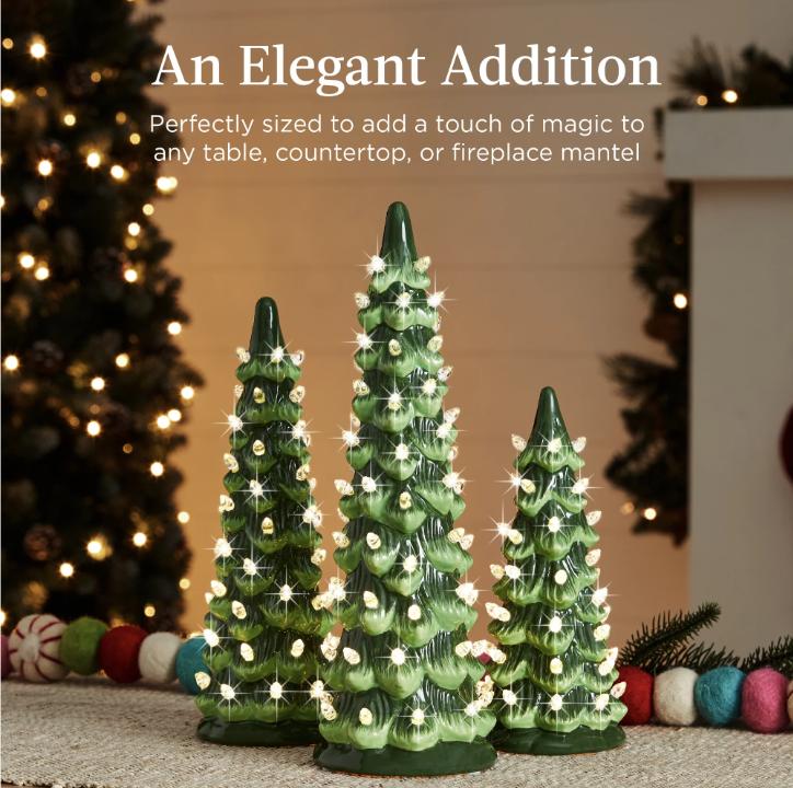 🎁🎄Sapins de Noël de table rétro peints à la main avec minuterie (⏰Quantités limitées disponibles) 