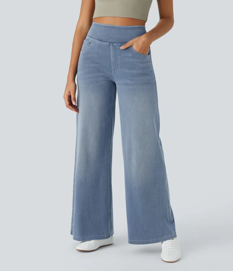 Jean large taille haute super extensible 